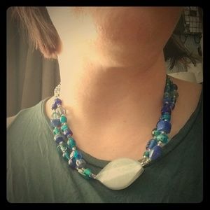 Blue Beaded Statement Necklace